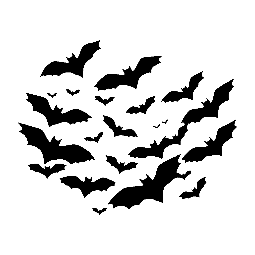 Bat Swarm pumpkin carving stencil, medium