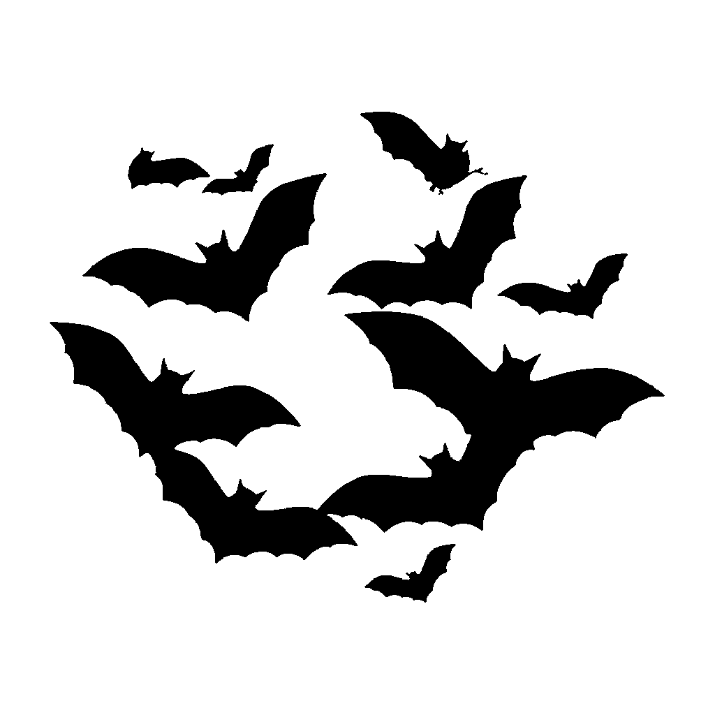 Bat Swarm pumpkin carving stencil, easy · design 2