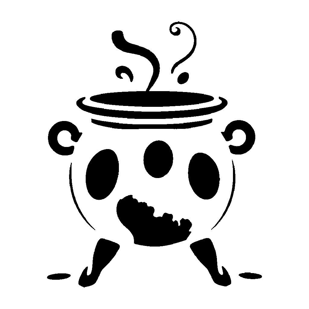 Cauldron pumpkin carving stencil, easy · design 2
