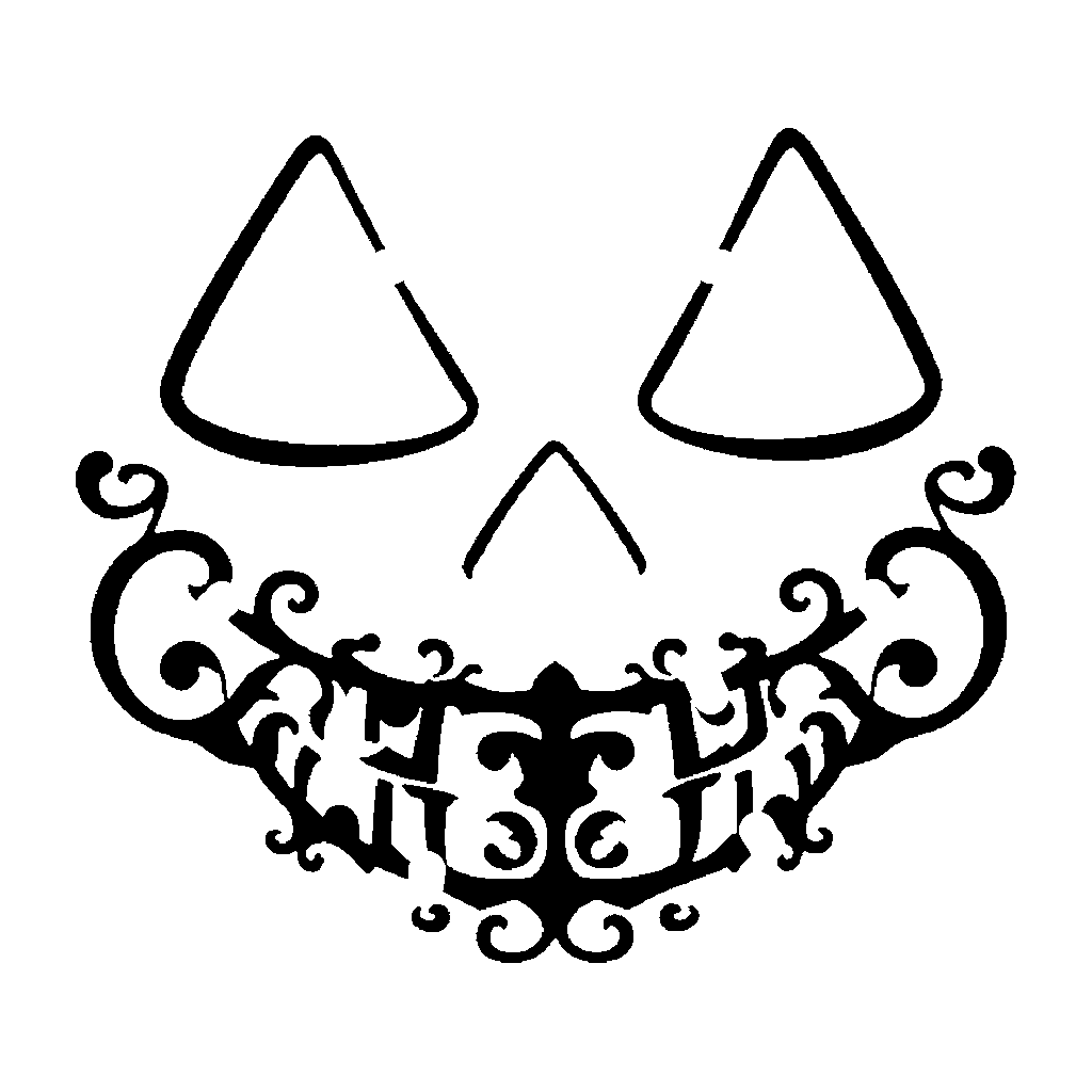 Classic Grin Face pumpkin carving stencil, hard