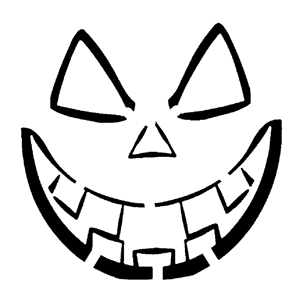 Classic Grin Face pumpkin carving stencil, easy · design 2