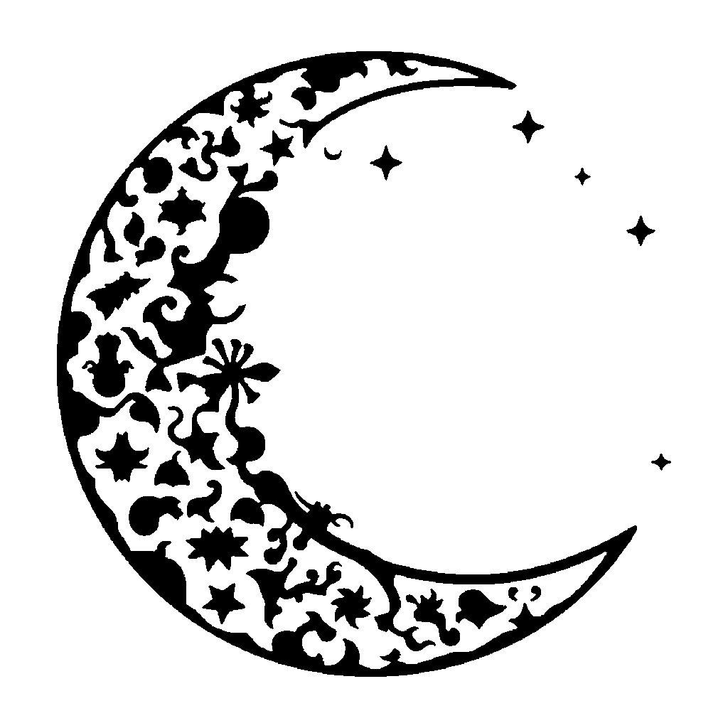 Moon and Stars pumpkin carving stencil, hard