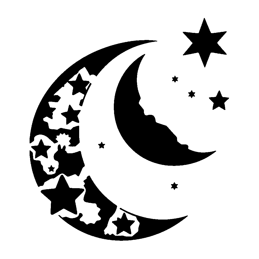 Moon and Stars pumpkin carving stencil, easy · design 2