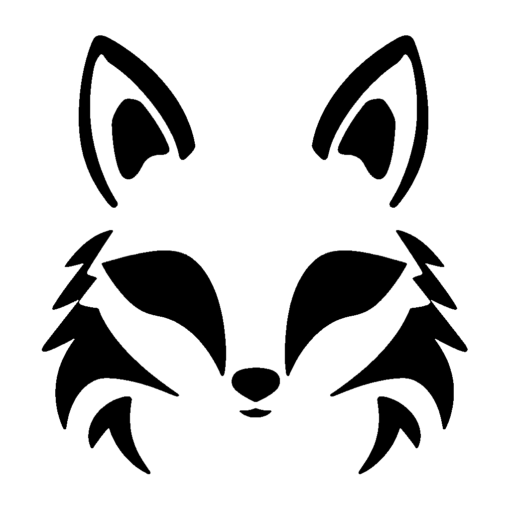 Fox pumpkin carving stencil, easy · design 2