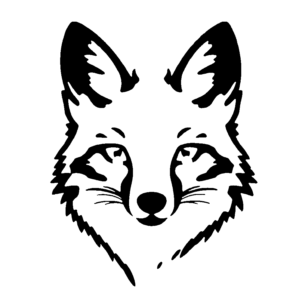 Fox pumpkin carving stencil, medium