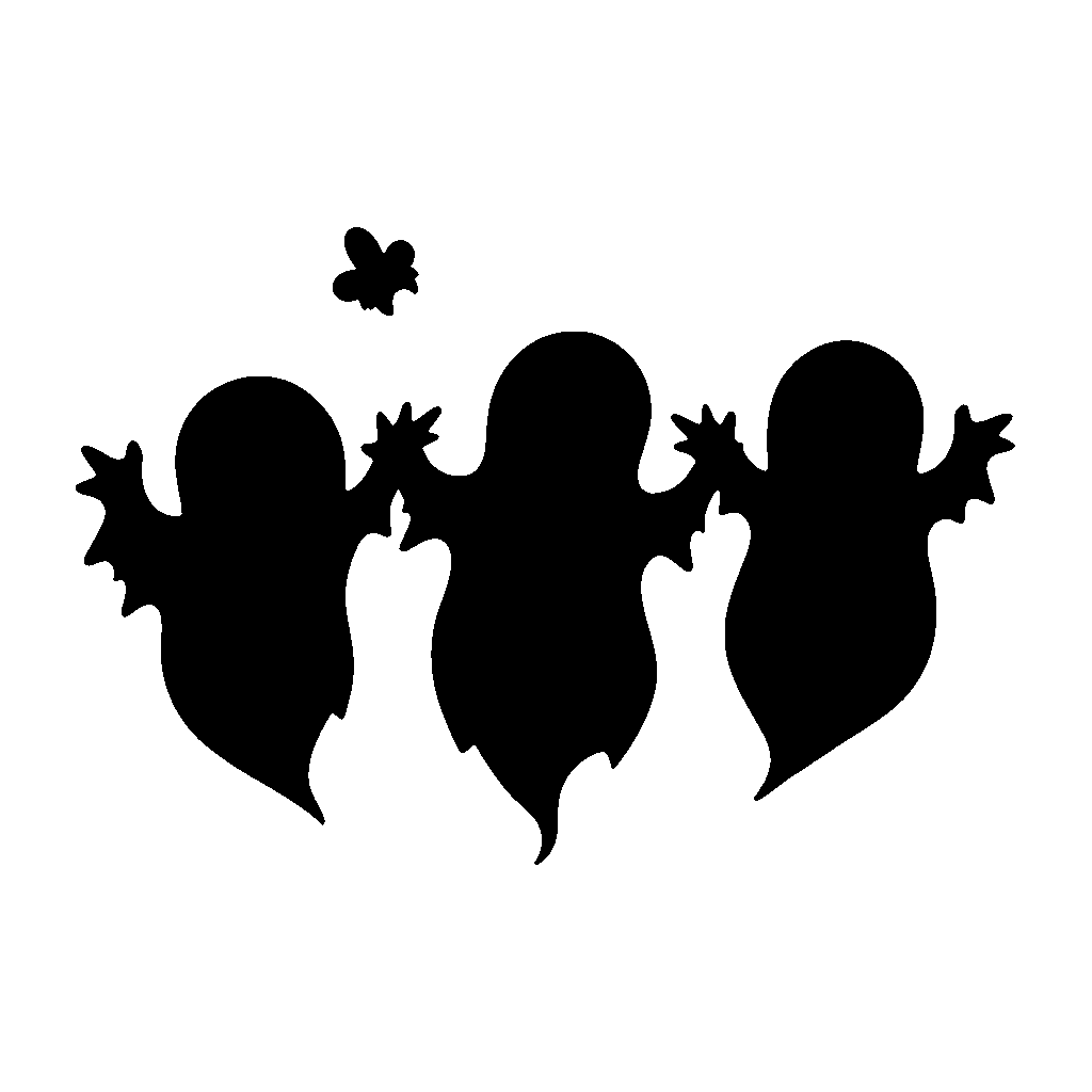 Ghost Trio pumpkin carving stencil, easy · design 3