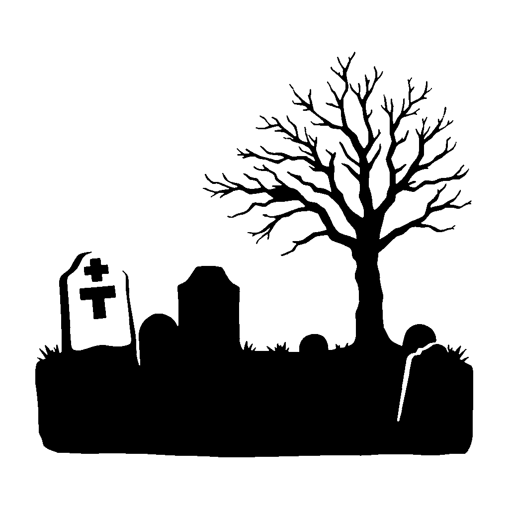 Graveyard pumpkin carving stencil, easy · design 2