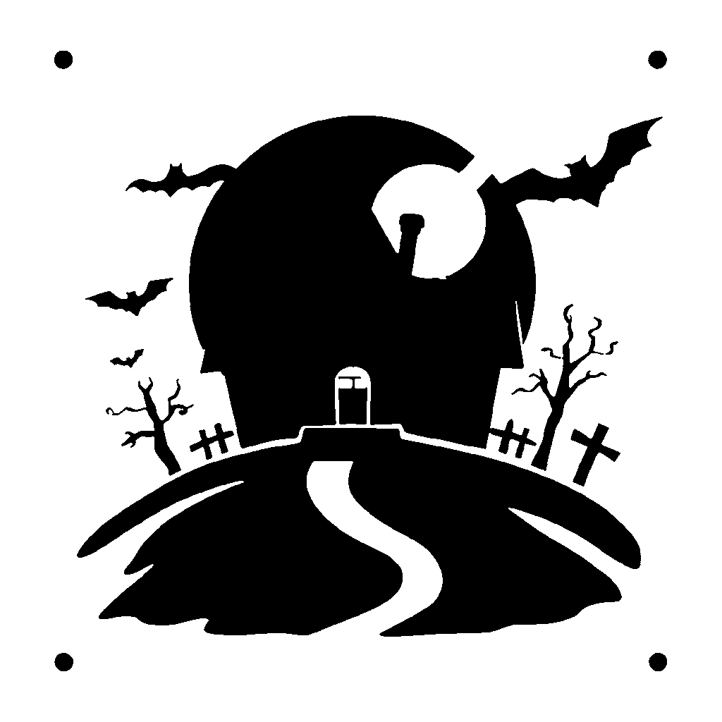 Haunted House pumpkin carving stencil, easy · design 3