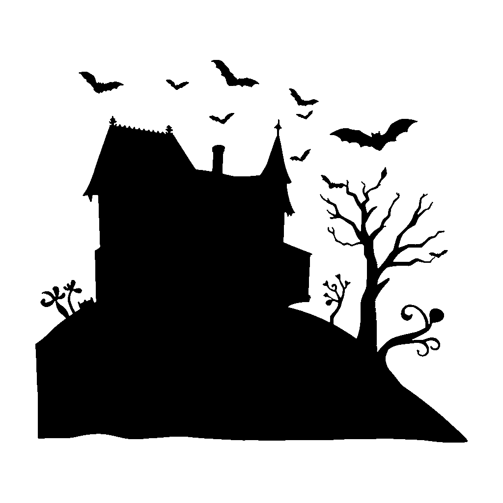 Haunted House pumpkin carving stencil, easy · design 2