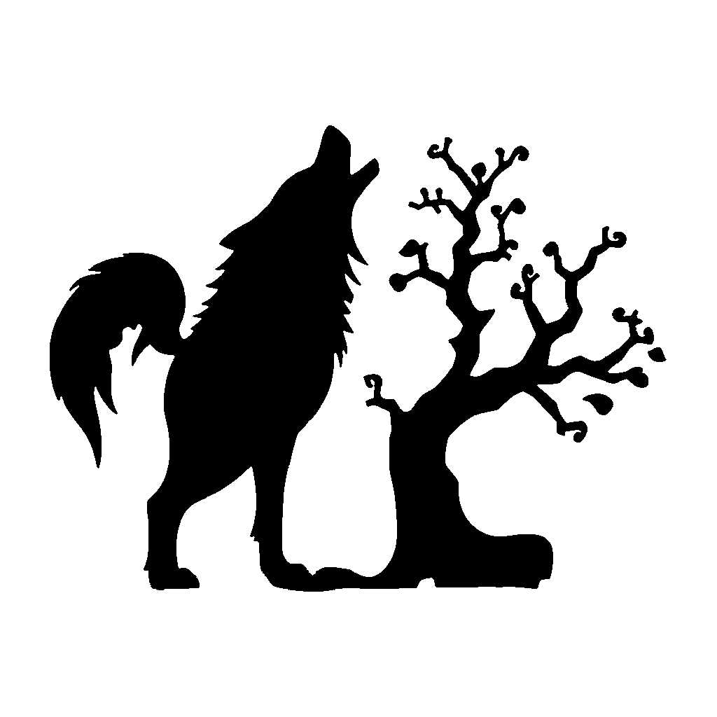 Howling Wolf pumpkin carving stencil, easy · design 3