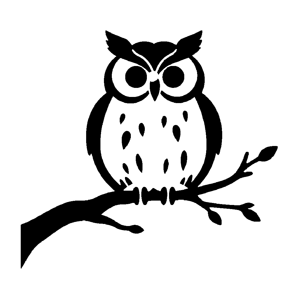 Owl pumpkin carving stencil, easy · design 3