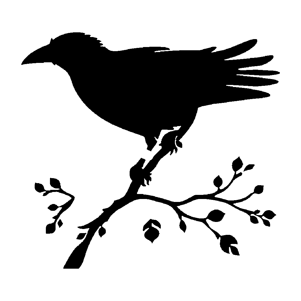 Raven pumpkin carving stencil, easy · design 3