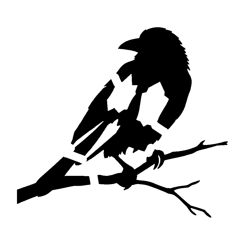 Raven pumpkin carving stencil, easy · design 2