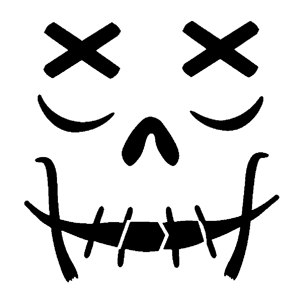 Stitched Face pumpkin carving stencil, easy · design 2