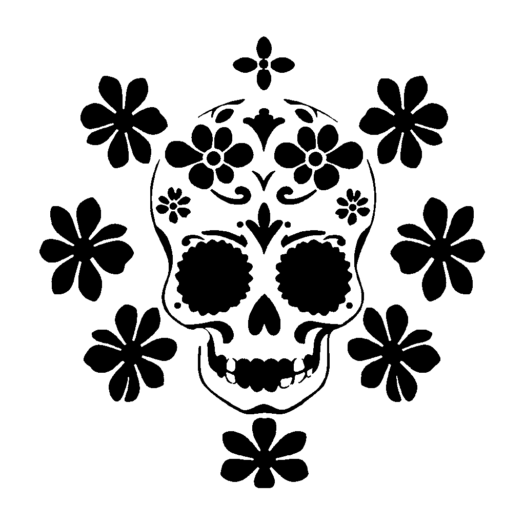 Sugar Skull pumpkin carving stencil, medium · design 2