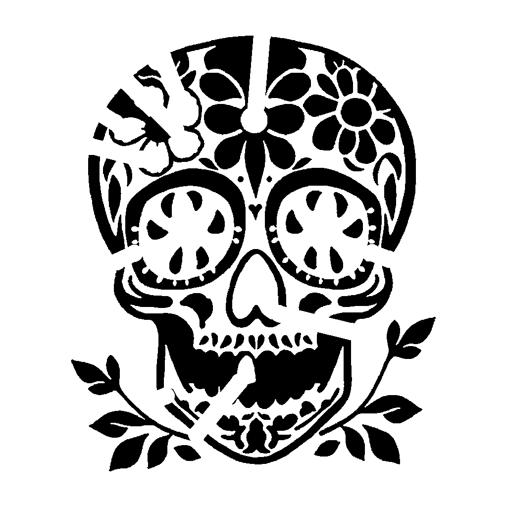 Sugar Skull pumpkin carving stencil, hard