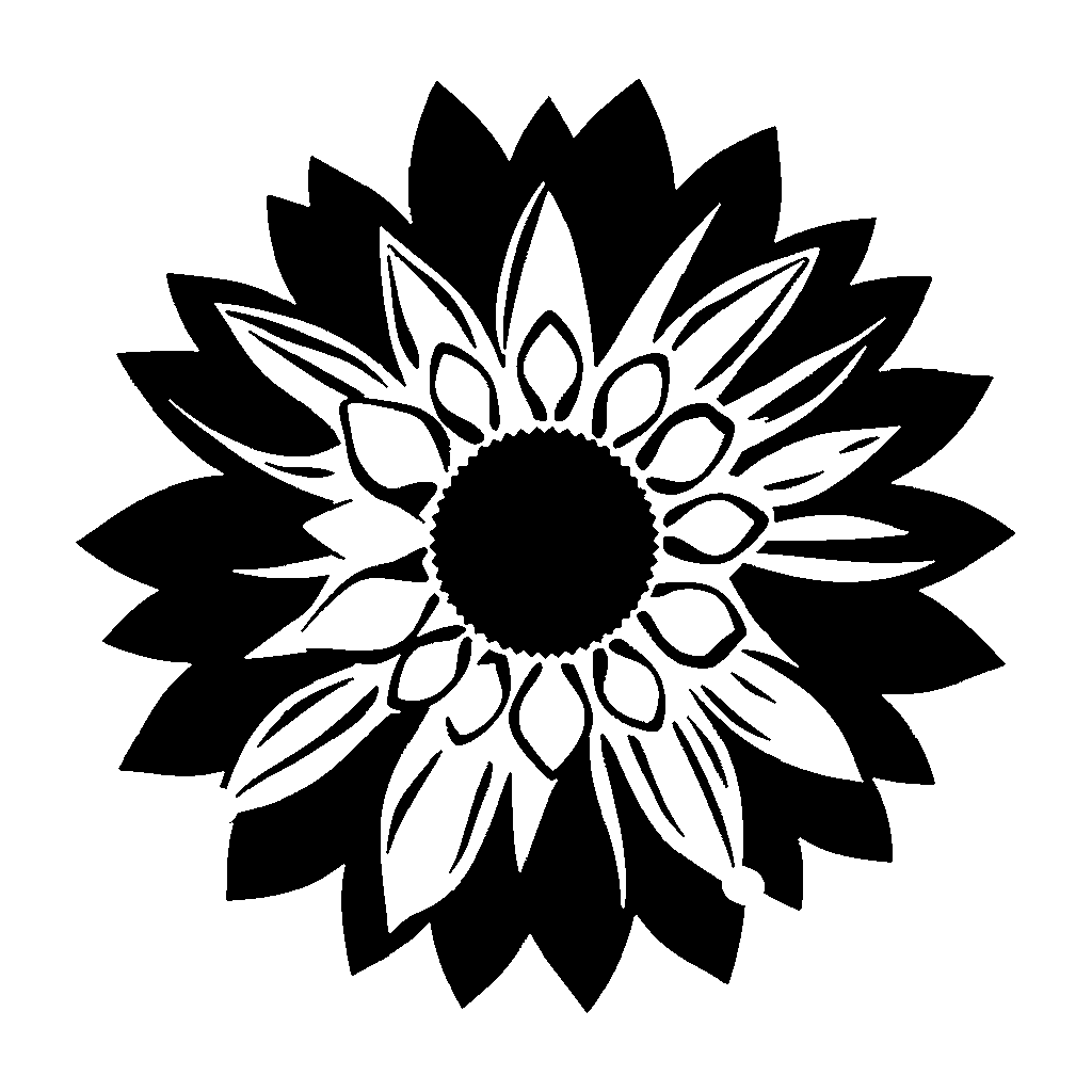 Sunflower pumpkin carving stencil, medium