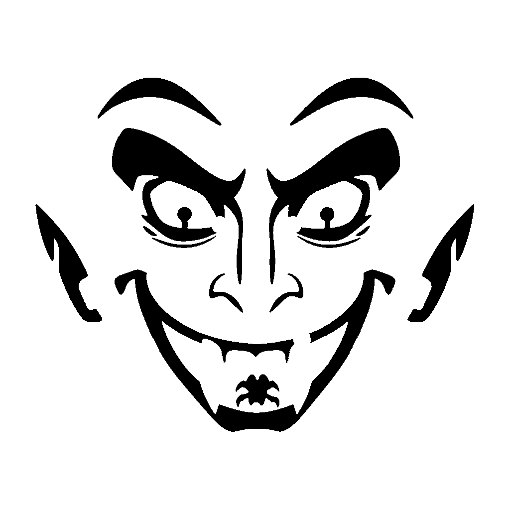 Vampire Face pumpkin carving stencil, medium
