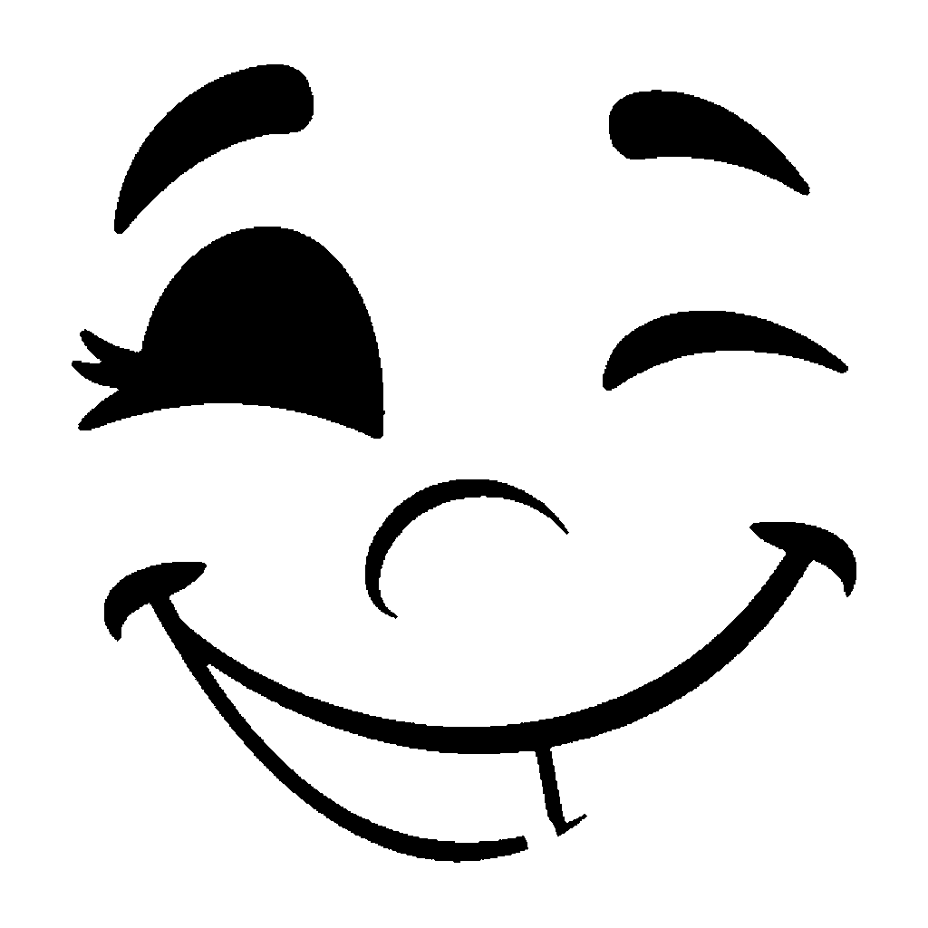Winking Face pumpkin carving stencil, easy · design 2
