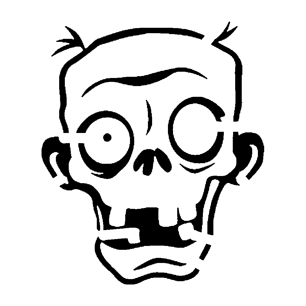 Zombie Face pumpkin carving stencil, medium · design 1