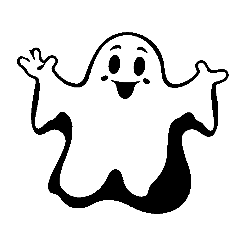 Ghost pumpkin carving stencil, easy · design 3