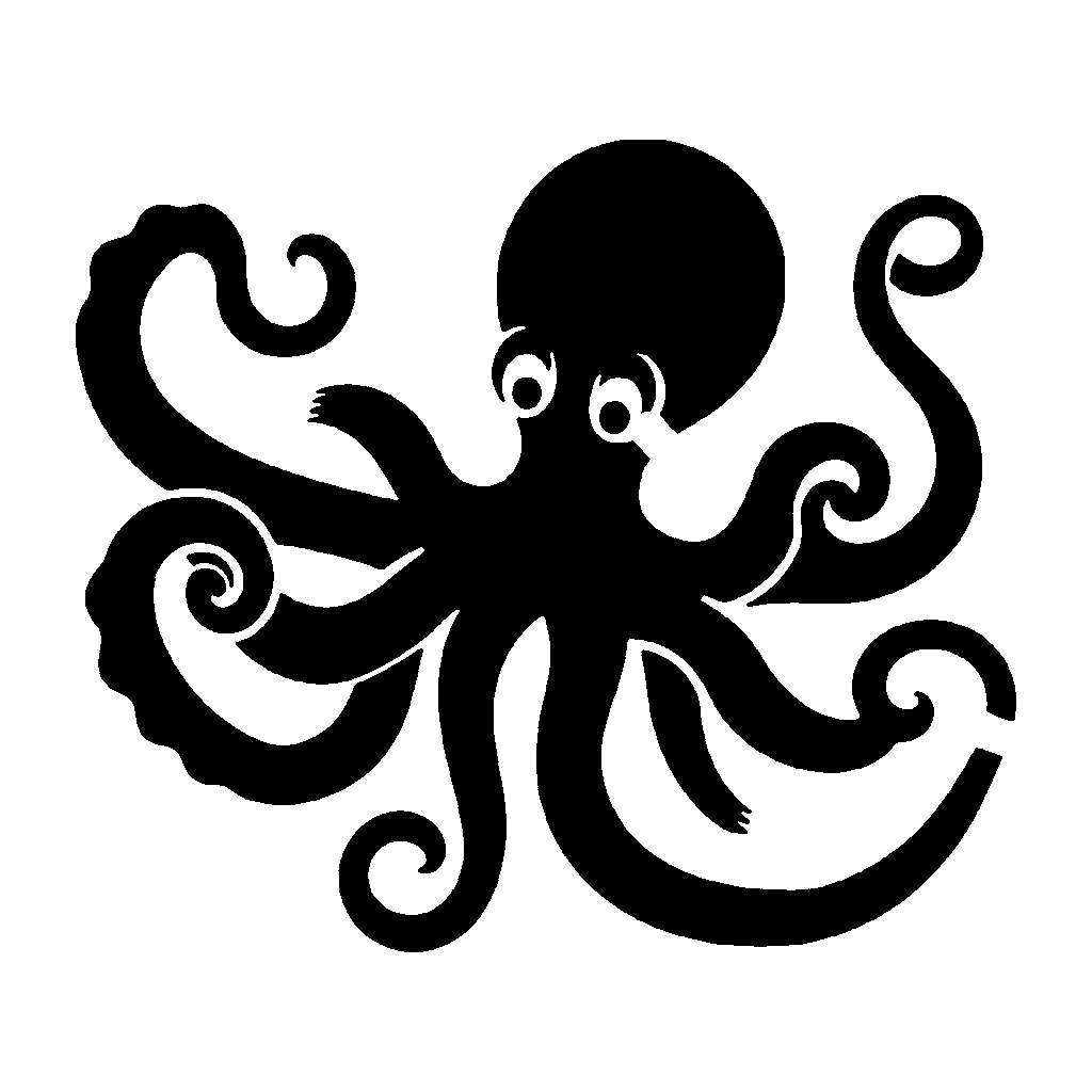 Octopus pumpkin carving stencil, easy · design 3