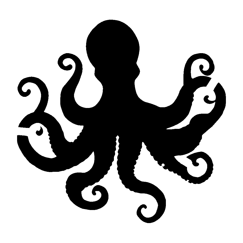 Octopus pumpkin carving stencil, easy · design 2