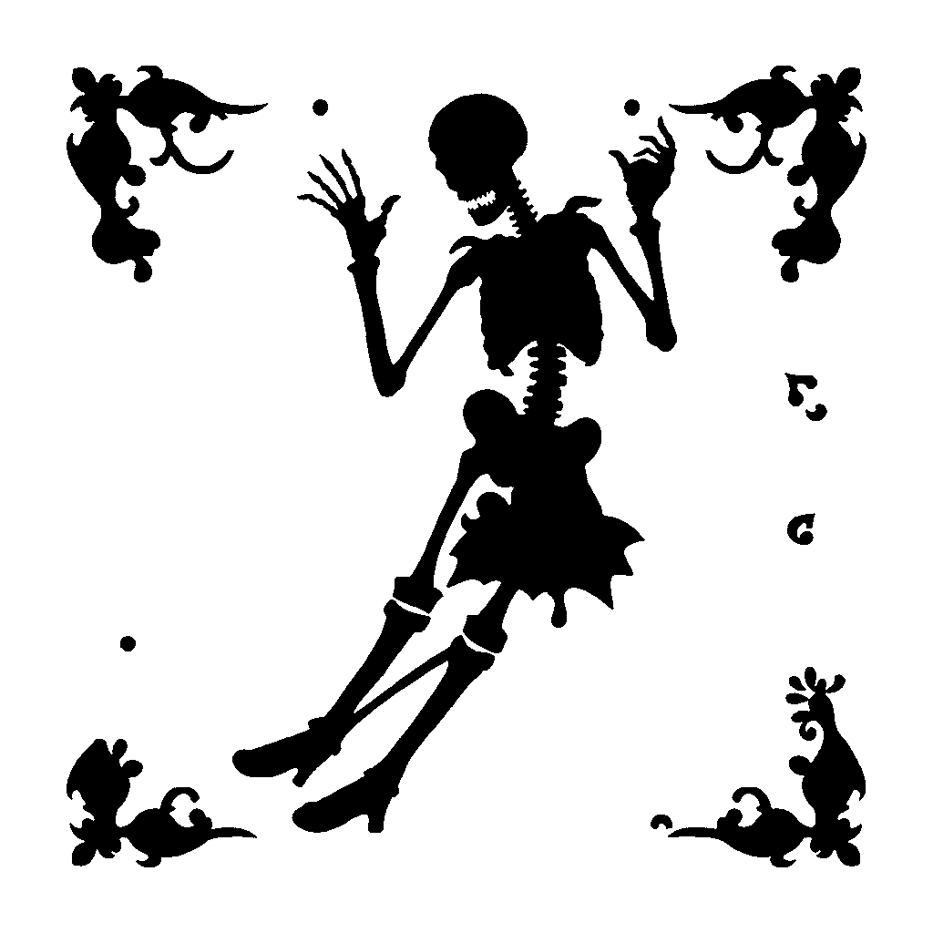 Dancing Skeleton pumpkin carving stencil, medium