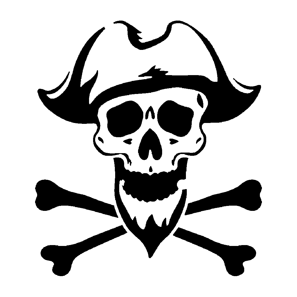 Skull and Crossbones pumpkin carving stencil, easy · design 3