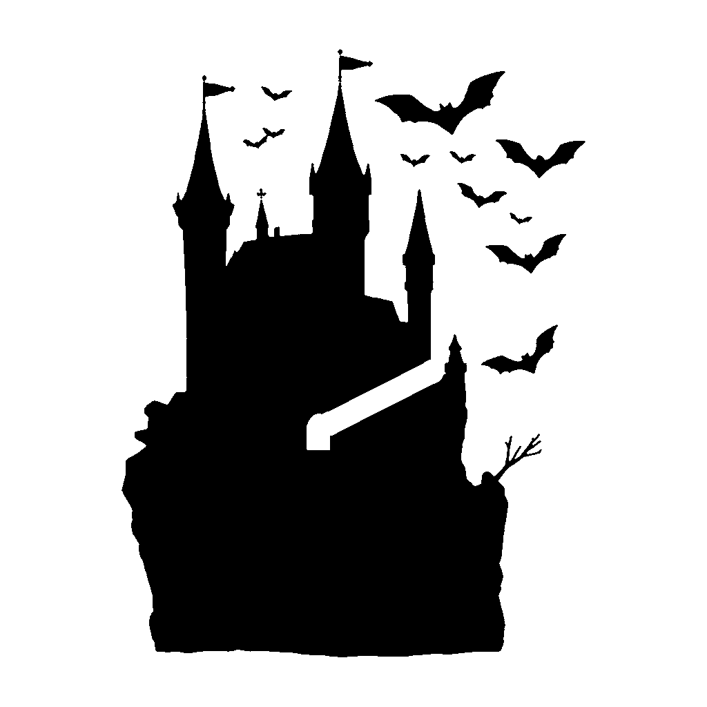 Vampire Castle pumpkin carving stencil, easy · design 3