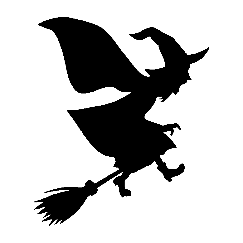 Witch on a Broom pumpkin carving stencil