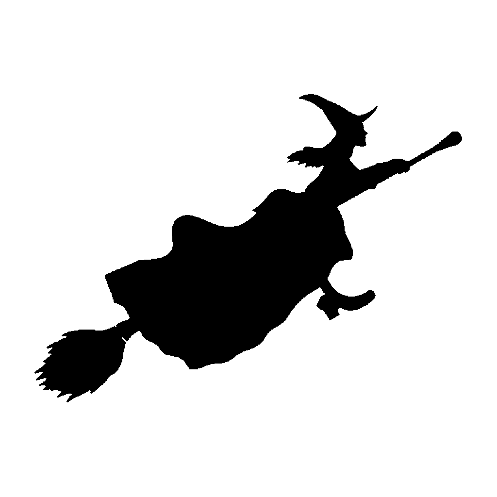 Witch on a Broom pumpkin carving stencil, easy · design 2